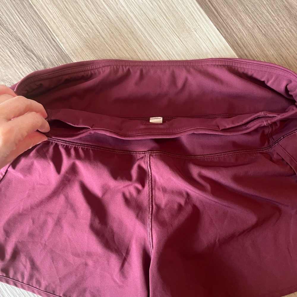 CRZ Yoga Running Shorts Womens Burgundy High Waisted Lined Athletic Shorts - Picture 5 of 7